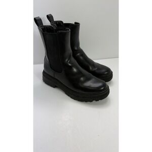 A NEW DAY  #17730 COMBAT BOOTS BLACK TEXTILE UPPER SIZE 6.5